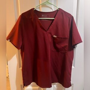 Figs Catarina Scrub Top Burgundy